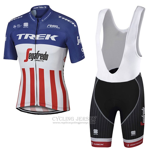2017 Cycling Jersey Trek Segafredo Champion The United States Short Sleeve and Bib Short